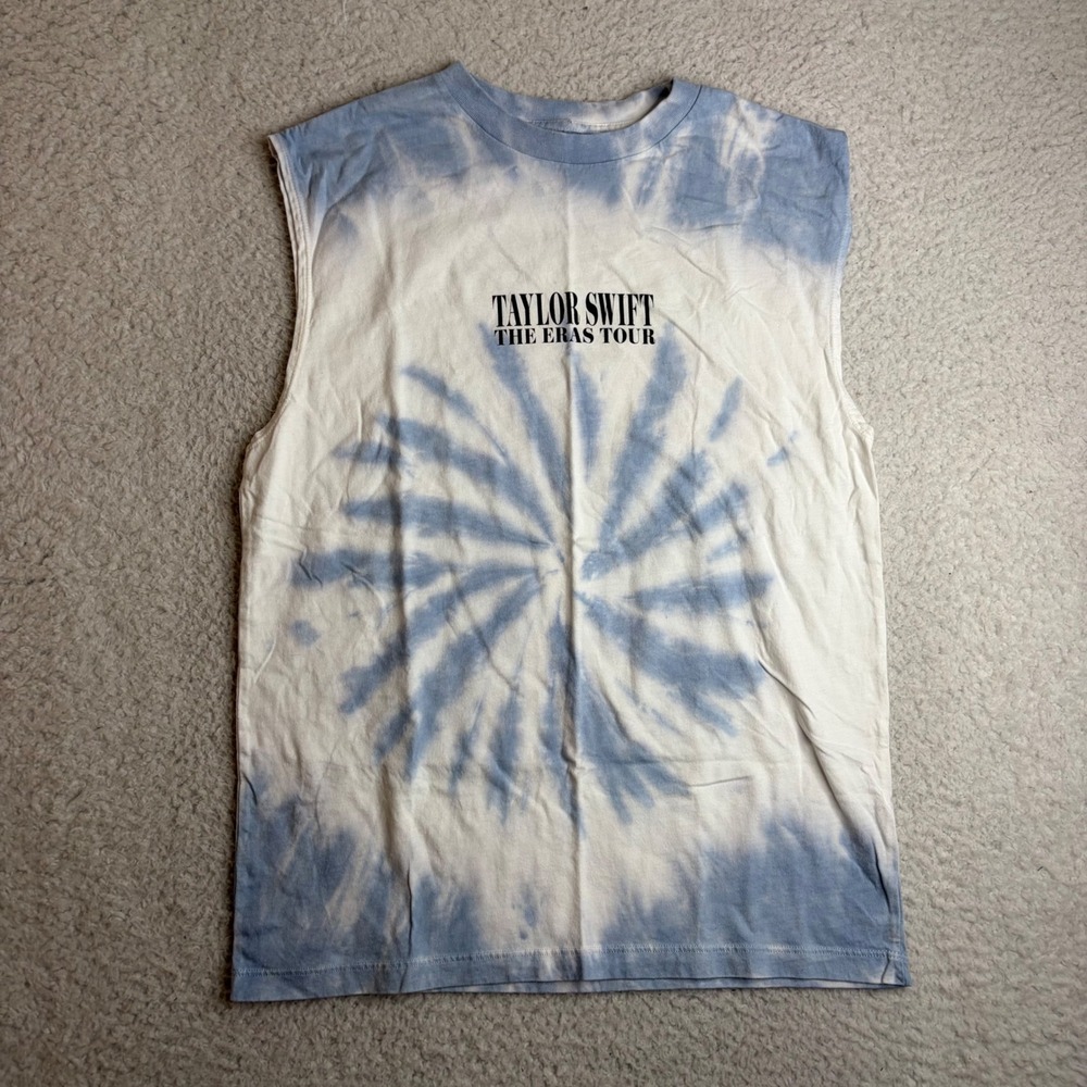 Taylor Swift The Eras Tour Blue Tie Dye Muscle Tee Sleeveless Shirt Mens Small